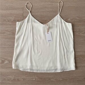 Quince Washable Silk V-Neck Adjustable Cami Top Ivory Size Large